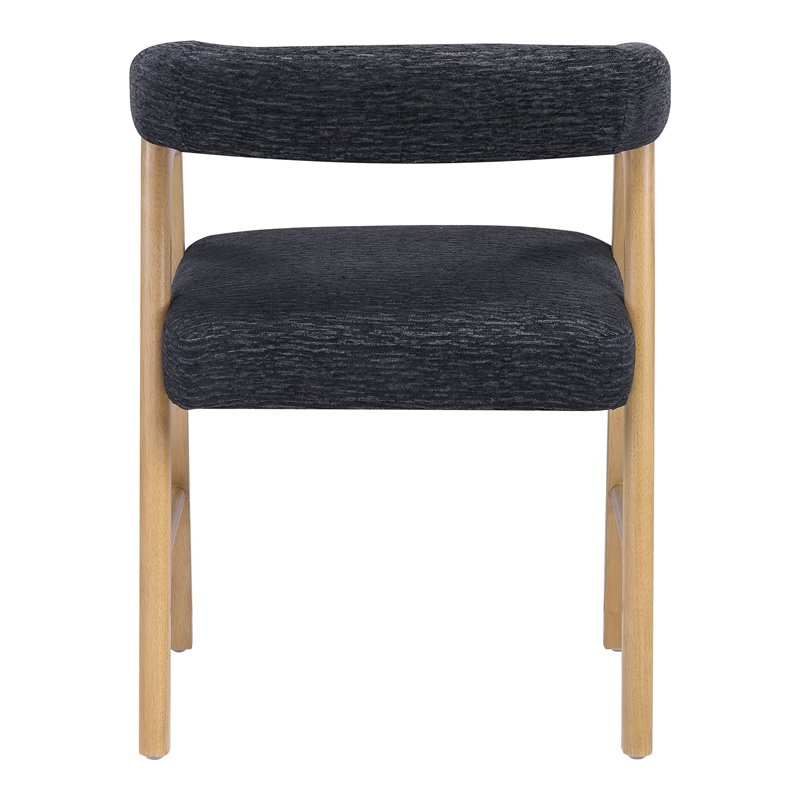 Scranton & Co Mid-Century Modern Dining Chair in Black Fabric 2-Pack