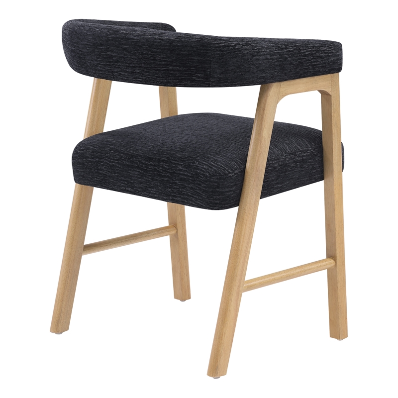 Scranton & Co Mid-Century Modern Dining Chair in Black Fabric 2-Pack