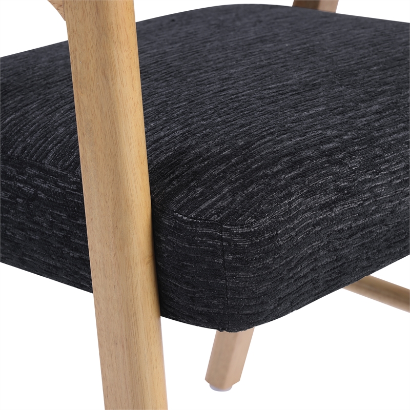 Scranton & Co Mid-Century Modern Dining Chair in Black Fabric 2-Pack