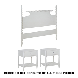 Scranton & Co 3-Piece Queen Headboard and Nightstand Set in White Cottage Style