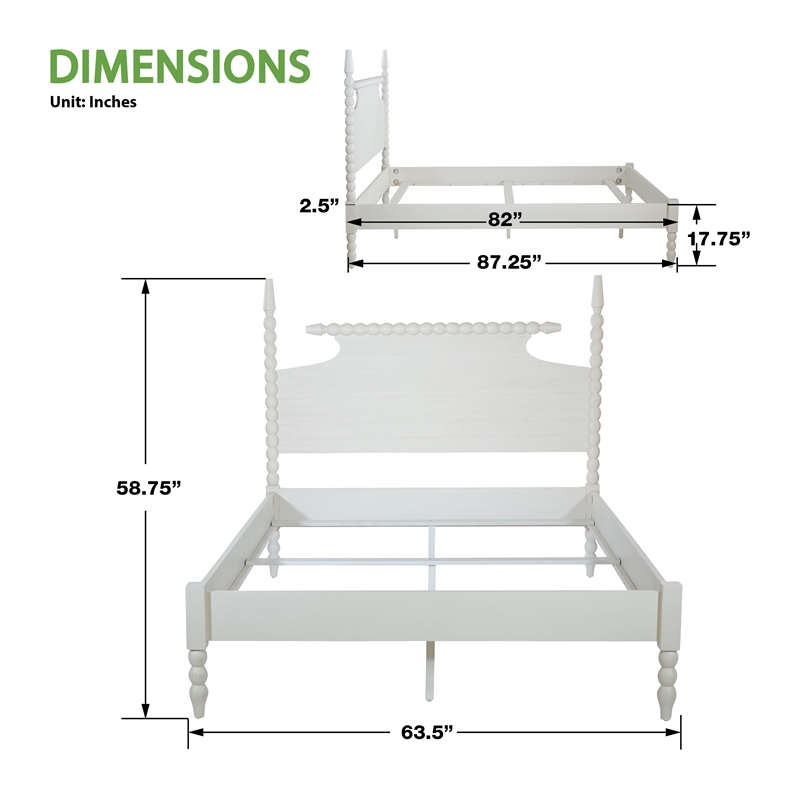 Scranton & Co King Bed Frame with Headboard and Footboard in Antique White