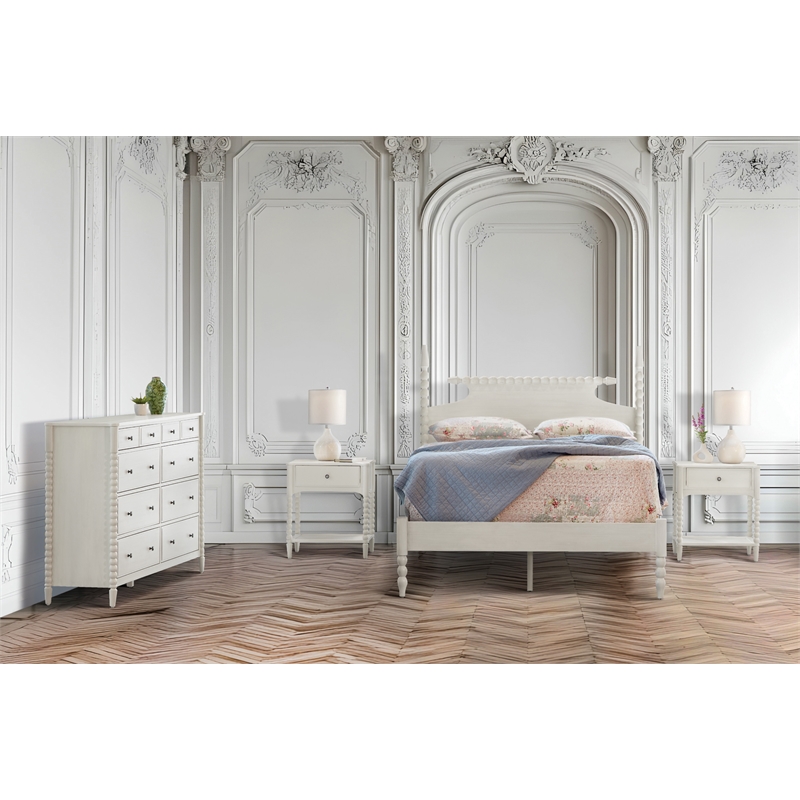 Scranton & Co 4-Piece King Bedroom Set with Dresser in Sandcastle White