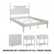 Scranton & Co King Bed Set with 2 Night Stands and 3-Drawer Chest in White