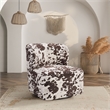 Scranton & Co Modern Barrel Swivel Accent Chair in Brown Cow Print Fabric