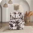 Scranton & Co Modern Barrel Swivel Accent Chair in Brown Cow Print Fabric