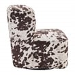 Scranton & Co Modern Barrel Swivel Accent Chair in Brown Cow Print Fabric