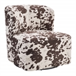 Scranton & Co Modern Barrel Swivel Accent Chair in Brown Cow Print Fabric