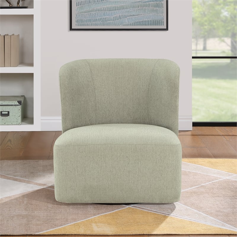 Scranton & Co Modern Barrel Swivel Accent Chair in Morning Fog Fabric