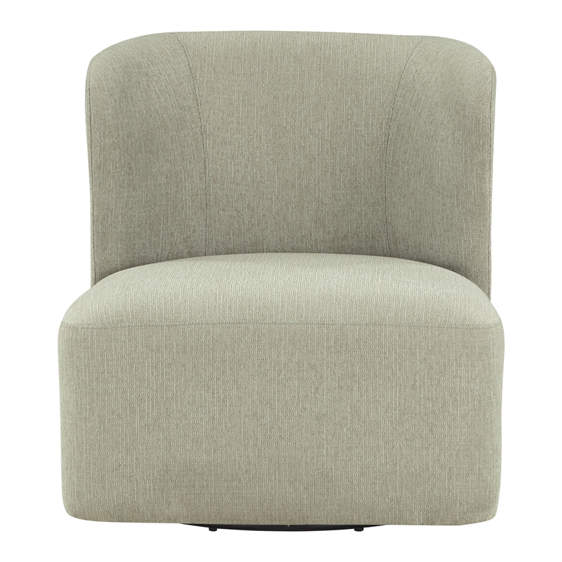 Scranton & Co Modern Barrel Swivel Accent Chair in Morning Fog Fabric