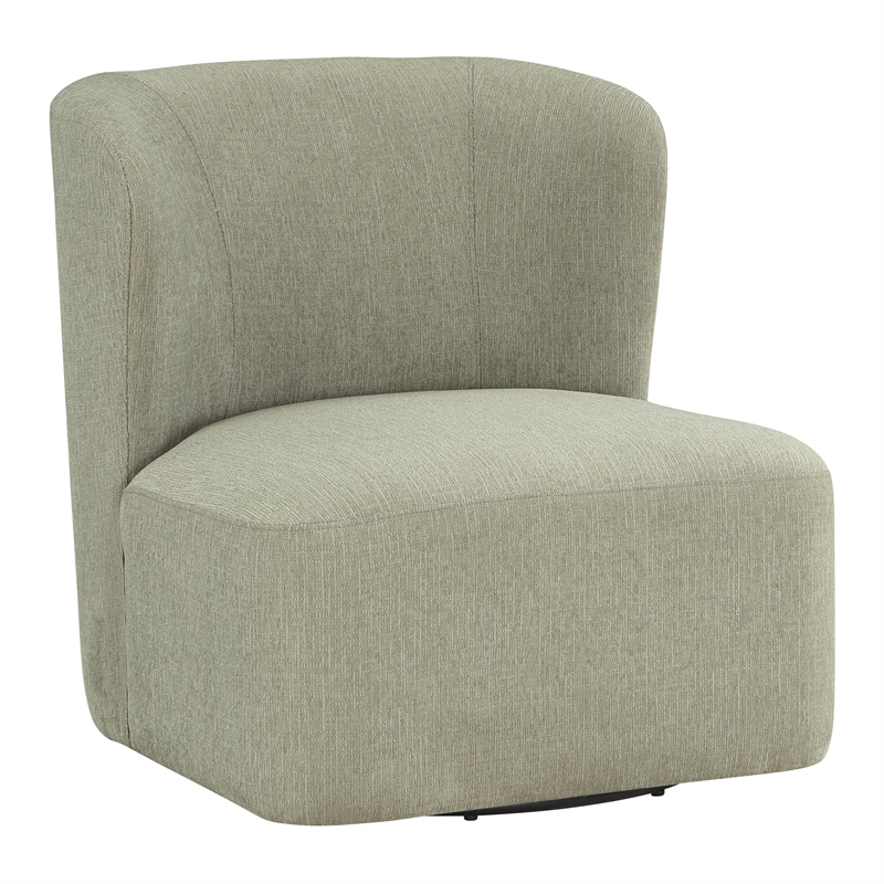 Scranton & Co Modern Barrel Swivel Accent Chair in Morning Fog Fabric