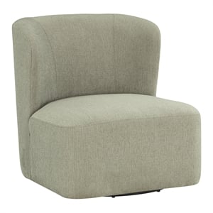 Scranton & Co Modern Barrel Swivel Accent Chair in Morning Fog Fabric