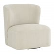 Scranton & Co Modern Barrel Swivel Accent Chair in Linen White Fabric
