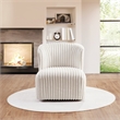 Scranton & Co Modern Barrel Swivel Accent Chair in White Cord Fur Fabric