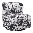 Scranton & Co Modern Barrel Swivel Accent Chair in Black Cow Print Fabric