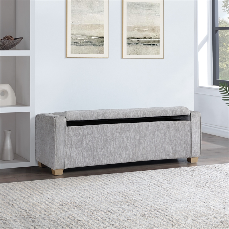 Scranton & Co Button Tufted Storage Bench in Sterling Sands Fabric
