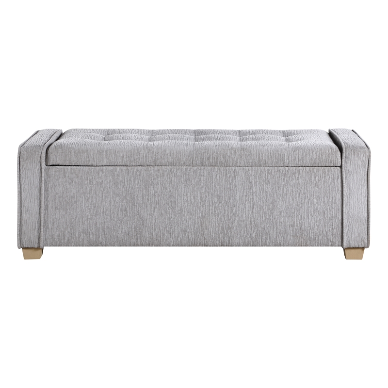 Scranton & Co Button Tufted Storage Bench in Sterling Sands Fabric