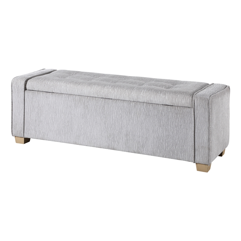 Scranton & Co Button Tufted Storage Bench in Sterling Sands Fabric