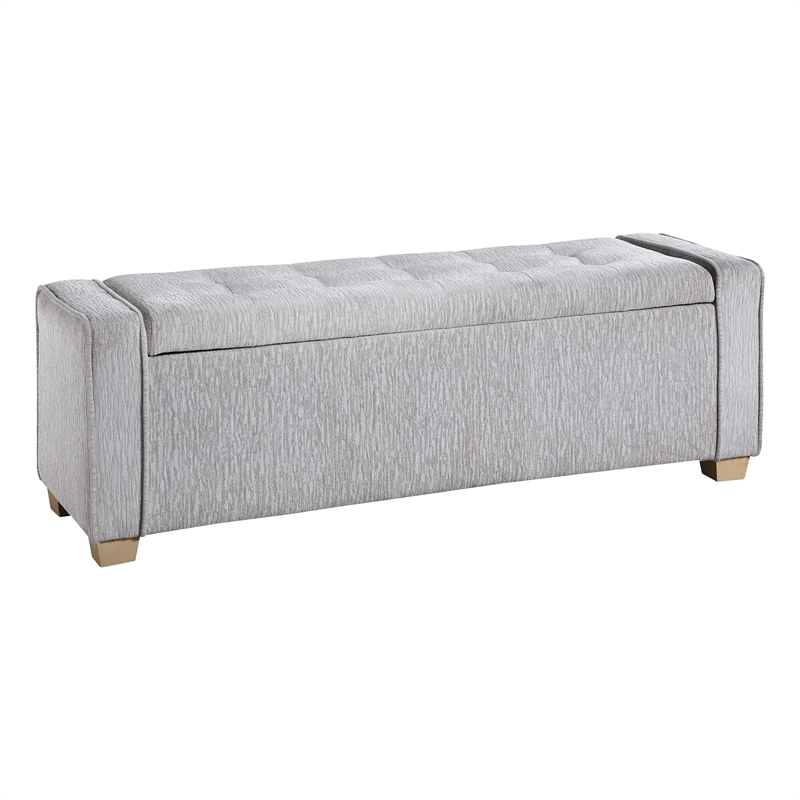 Scranton & Co Button Tufted Storage Bench in Sterling Sands Fabric