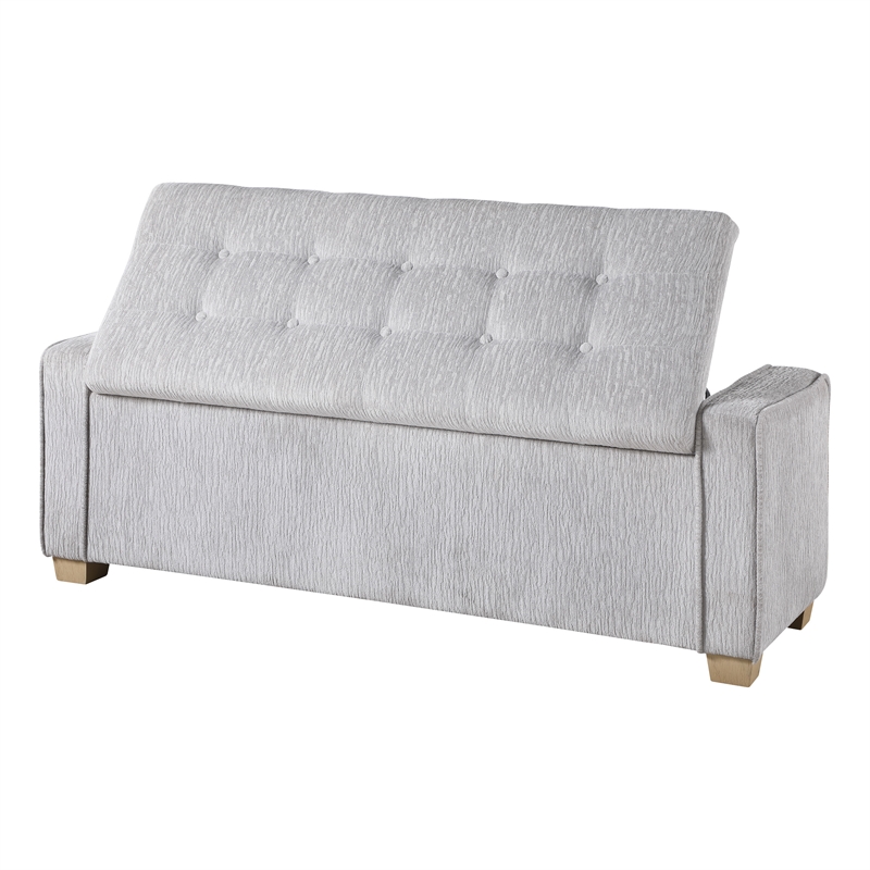Scranton & Co Button Tufted Storage Bench in Sterling Sands Fabric