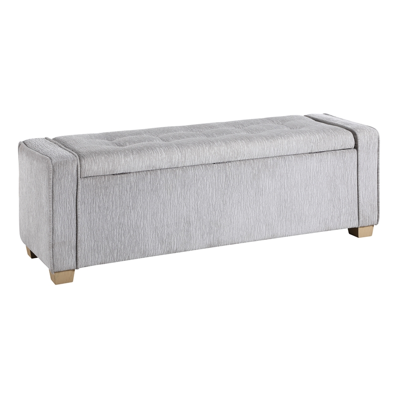 Scranton & Co Button Tufted Storage Bench in Sterling Sands Fabric