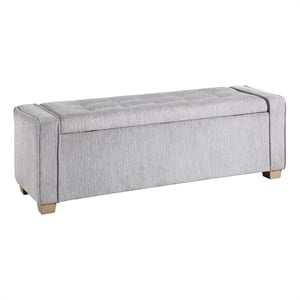 Scranton & Co Button Tufted Storage Bench in Sterling Sands Fabric