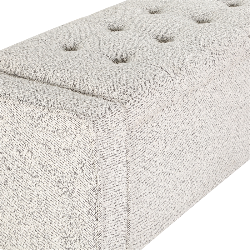 Scranton & Co Button Tufted Storage Bench in Salt and Pepper Gray Boucle