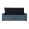 Scranton & Co Button Tufted Storage Bench in Atlantic Blue Fabric