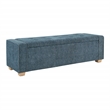 Scranton & Co Button Tufted Storage Bench in Atlantic Blue Fabric