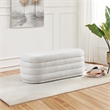 Scranton & Co Channel Tufted Deco Storage Bench in Ivory Sherpa Fabric