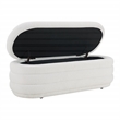 Scranton & Co Channel Tufted Deco Storage Bench in Ivory Sherpa Fabric