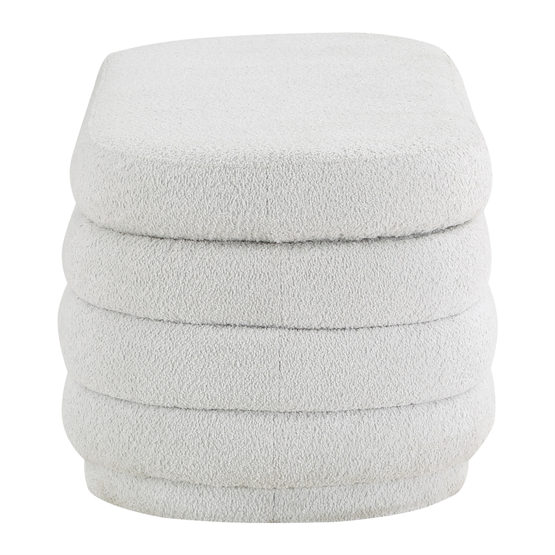 Scranton & Co Channel Tufted Deco Storage Bench in Off White Parchment Sherpa