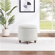 Scranton & Co Round Storage Ottoman in Sherpa Parchment with Oak Legs