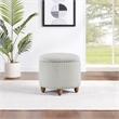 Scranton & Co Round Storage Ottoman in Taupe Fabric with Medium Oak Legs
