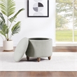 Scranton & Co Round Storage Ottoman in Taupe Fabric with Medium Oak Legs