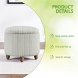 Scranton & Co Round Storage Ottoman in Taupe Fabric with Medium Oak Legs