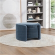 Scranton & Co Blue Cord Fabric Round Storage Ottoman with Mango Wood Top