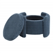Scranton & Co Blue Cord Fabric Round Storage Ottoman with Mango Wood Top