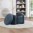 Scranton & Co Blue Cord Fabric Round Storage Ottoman with Mango Wood Top