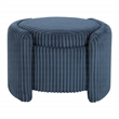 Scranton & Co Blue Cord Fabric Round Storage Ottoman with Mango Wood Top