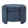 Scranton & Co Blue Cord Fabric Round Storage Ottoman with Mango Wood Top