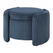 Scranton & Co Blue Cord Fabric Round Storage Ottoman with Mango Wood Top