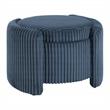 Scranton & Co Blue Cord Fabric Round Storage Ottoman with Mango Wood Top