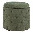 Scranton & Co Round Storage Ottoman in Pine Green Fabric with Lift-Off Top