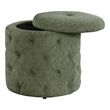 Scranton & Co Round Storage Ottoman in Pine Green Fabric with Lift-Off Top