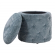 Scranton & Co Round Storage Ottoman in Sky Blue Fabric with Lift-Off Top
