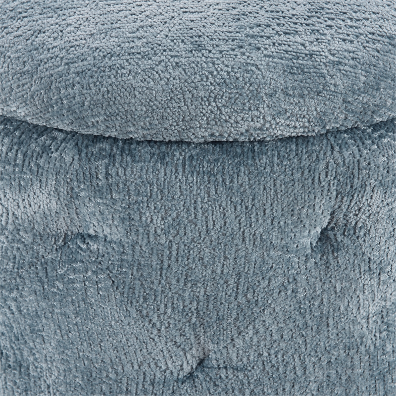 Scranton & Co Round Storage Ottoman in Sky Blue Fabric with Lift-Off Top