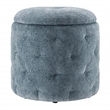 Scranton & Co Round Storage Ottoman in Sky Blue Fabric with Lift-Off Top