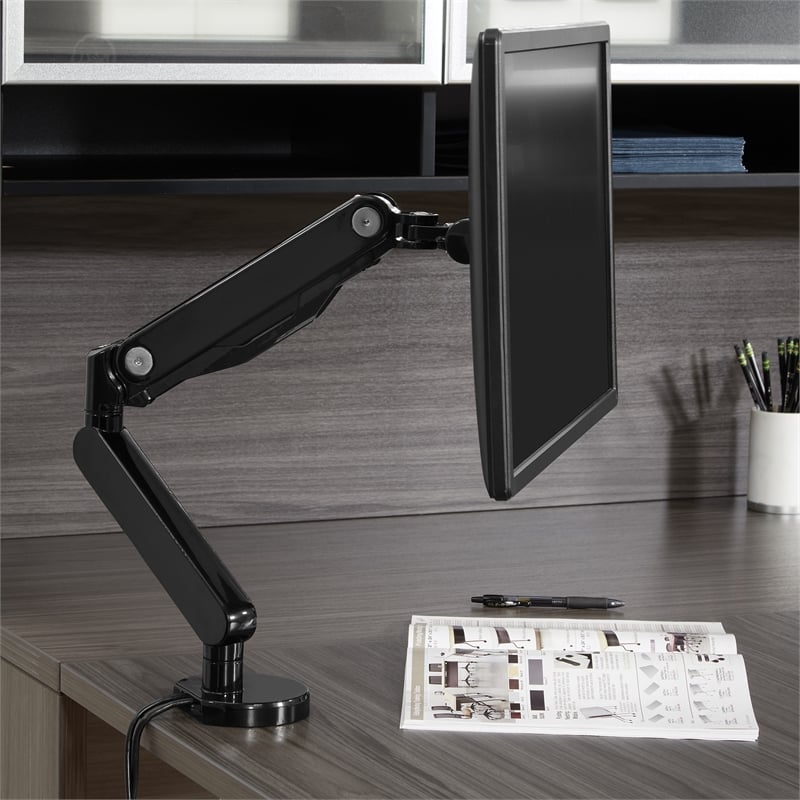 Scranton & Co Single Monitor Arm with USB 3.0 Port in Black Aluminum