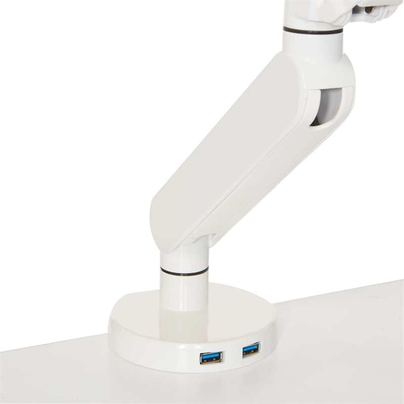 Scranton & Co Single Monitor Arm with USB 3.0 Port in White Aluminum