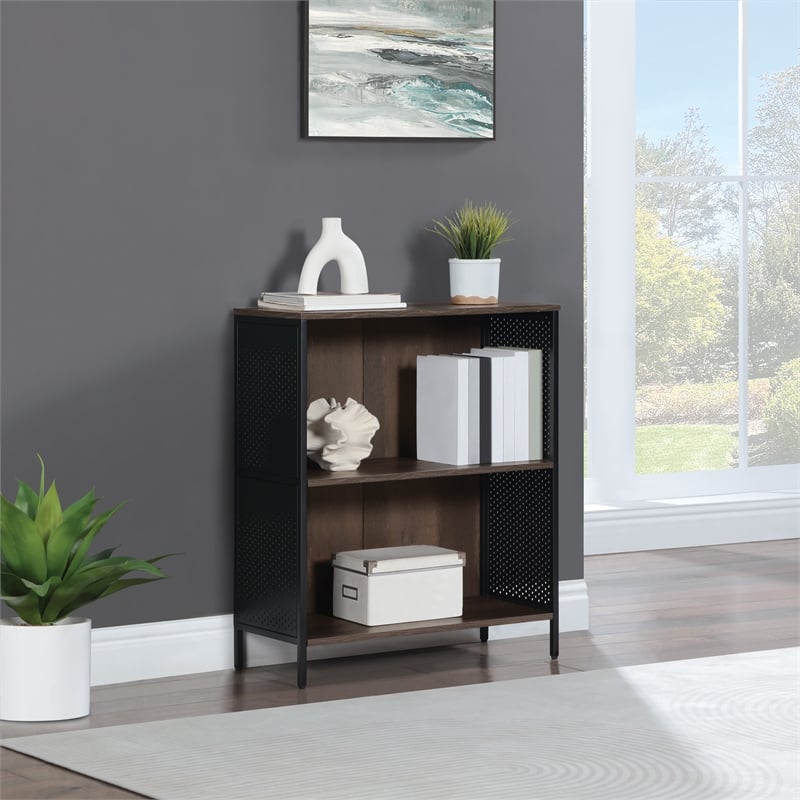 Scranton & Co 2-Shelf Industrial Bookcase in Ozark Ash Wood Finish
